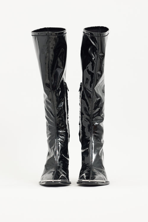 Alexander Wang Black Vinyl Mascha Knee High Boot