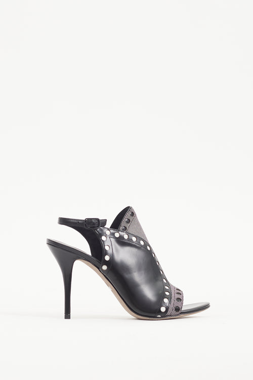 Alexander Wang Black 
White Dotted Leather Natalya Heel