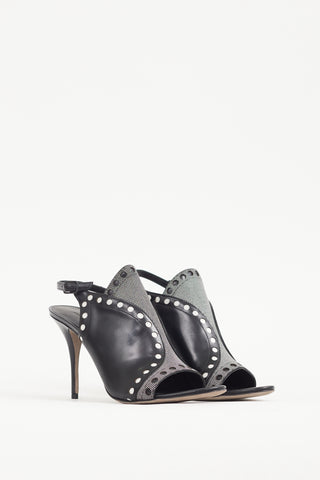 Alexander Wang Black 
White Dotted Leather Natalya Heel