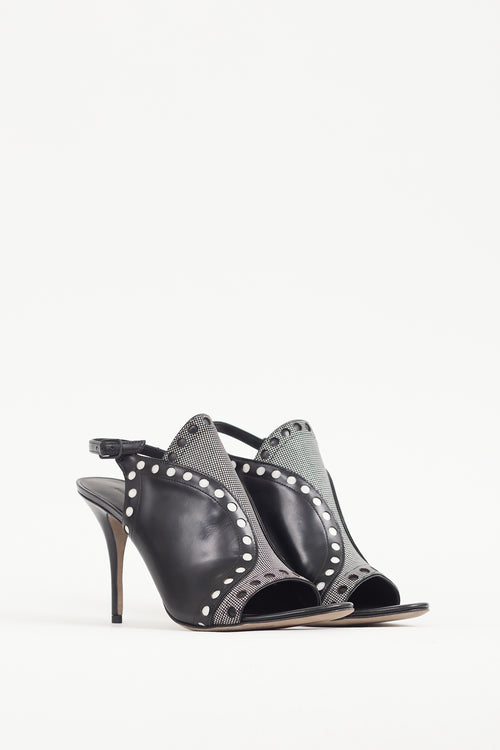 Alexander Wang Black 
White Dotted Leather Natalya Heel