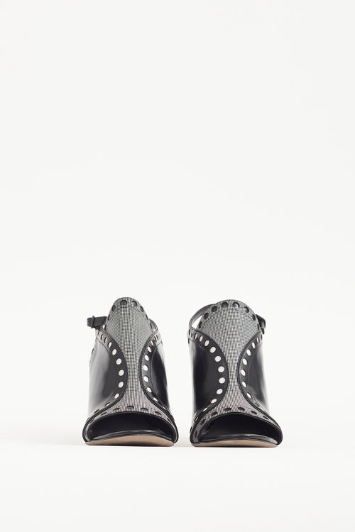 Alexander Wang Black 
White Dotted Leather Natalya Heel