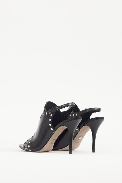 Alexander Wang Black 
White Dotted Leather Natalya Heel