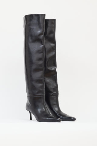 Alexander Wang Black Leather Viola 65 Slouch Boot