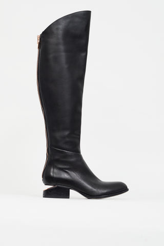 Black Leather Rose Gold Riding Boot Alexander Wang