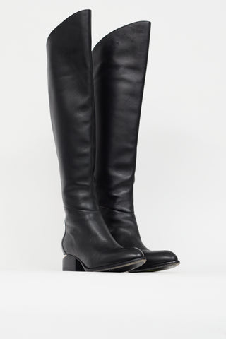 Black Leather Rose Gold Riding Boot Alexander Wang