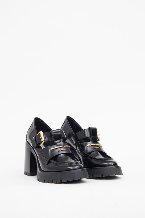 Alexander Wang Black Patent Carter Heeled Loafer