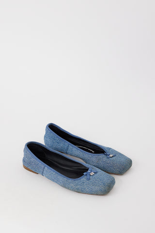 Alexander Wang Blue Denim Billie Embellished Ballet Flat