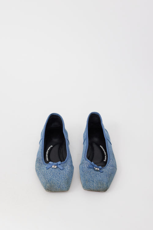 Alexander Wang Blue Denim Billie Embellished Ballet Flat