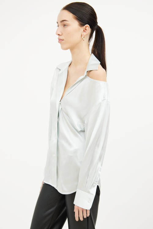 T by Alexander Wang Light Blue Silk Slash Shirt