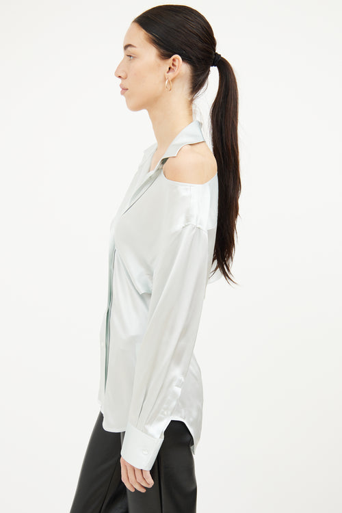 T by Alexander Wang Light Blue Silk Slash Shirt