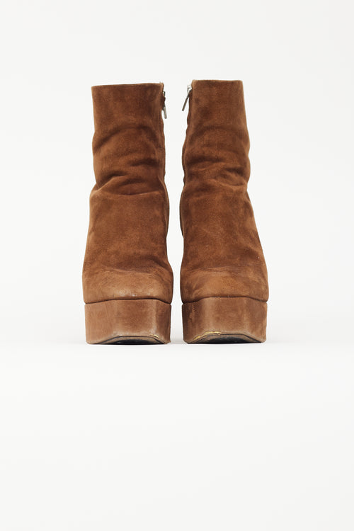 Alexander Wang Brown Suede Platform Ankle Boot