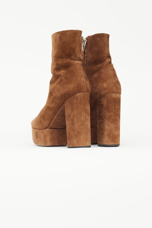 Alexander Wang Brown Suede Platform Ankle Boot