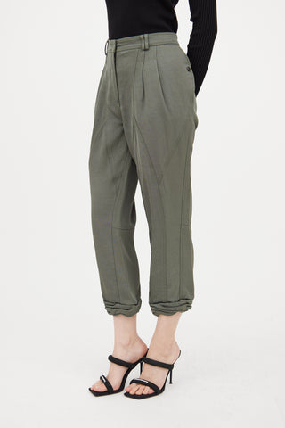 Alexander Wang Green Cropped Pleated Trouser