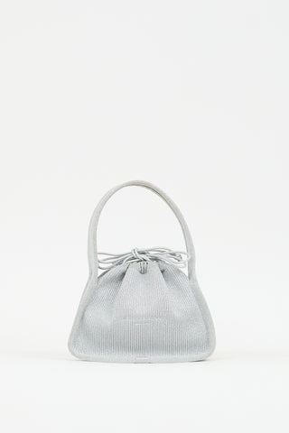 Alexander Wang Silver Metallic Ribbed Small Ryan Bag