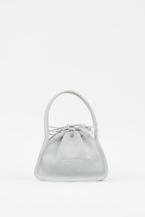 Alexander Wang Silver Metallic Ribbed Small Ryan Bag