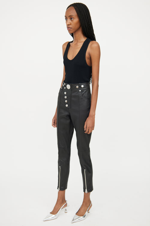 Alexander Wang Black Leather Studded Slim Trouser