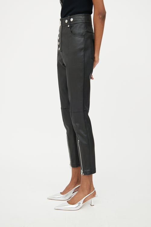 Alexander Wang Black Leather Studded Slim Trouser