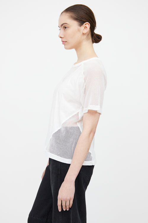 T by Alexander Wang White Cotton Mesh Panel Top