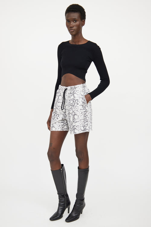 Alexander Wang White Print Drawstring Shorts