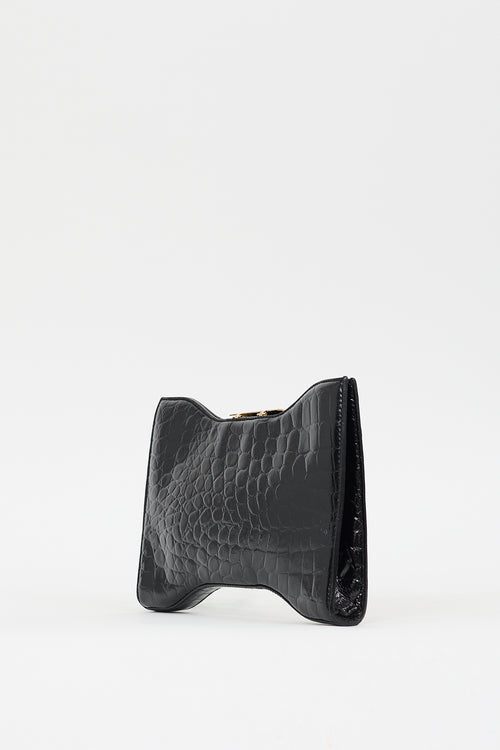 Alexander McQueen Black Embossed Leather Squeeze Clutch