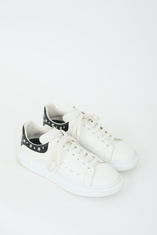 Alexander McQueen White 
Black Leather Studded Oversized Sneaker