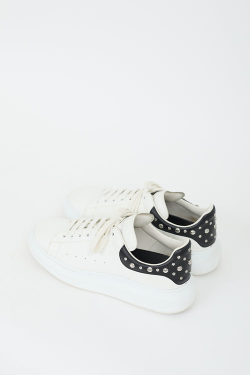 Alexander McQueen White 
Black Leather Studded Oversized Sneaker