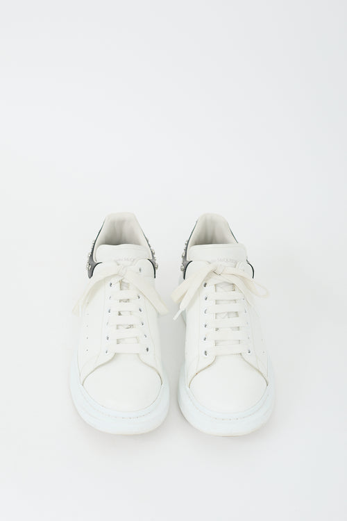 Alexander McQueen White 
Black Leather Studded Oversized Sneaker