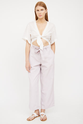 White Cotton Cropped Tie Top Alexandra Miro