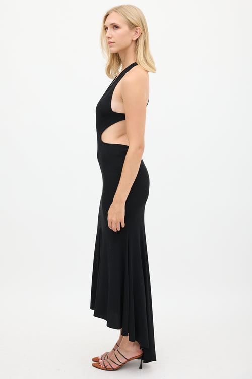 Alexandre Vauthier Black Deep V-Neck Cutout Dress