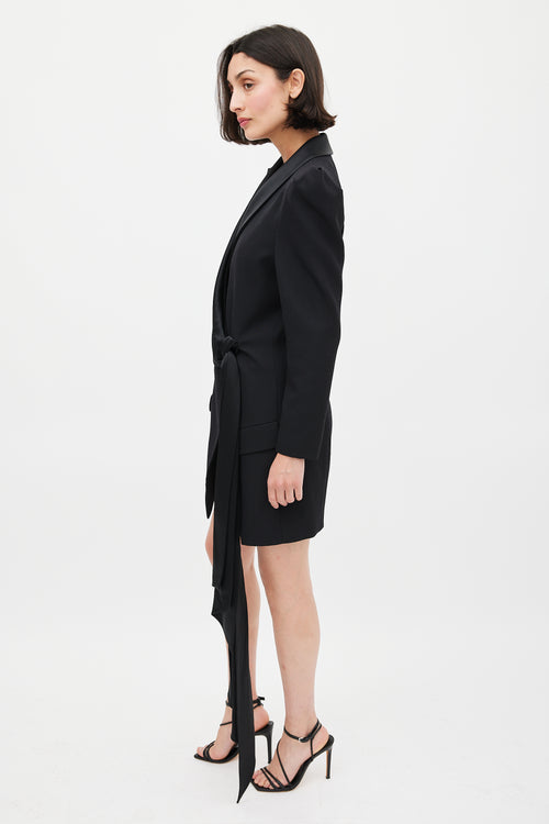 Alexandre Vauthier Black Wool 
Satin Puff Sleeve Blazer