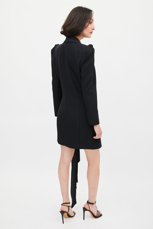 Alexandre Vauthier Black Wool 
Satin Puff Sleeve Blazer