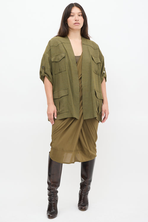 Alexandre Vauthier Green Belted Cargo Jacket