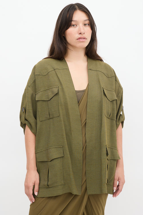 Alexandre Vauthier Green Belted Cargo Jacket