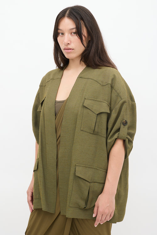 Alexandre Vauthier Green Belted Cargo Jacket