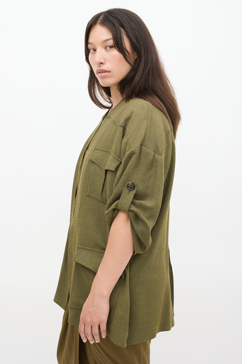 Alexandre Vauthier Green Belted Cargo Jacket