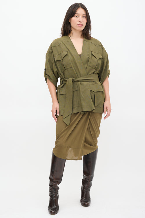 Alexandre Vauthier Green Belted Cargo Jacket