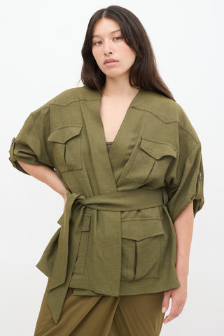 Alexandre Vauthier Green Belted Cargo Jacket