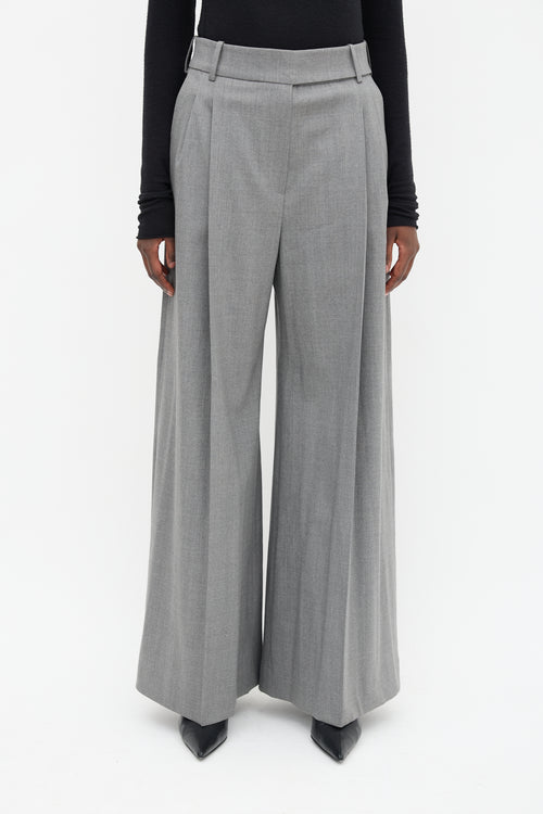  Grey Pleated Wide Leg Trouser