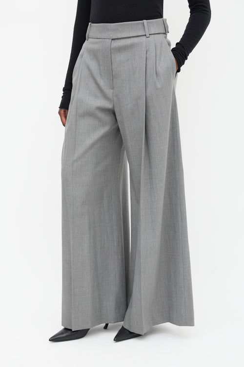  Grey Pleated Wide Leg Trouser