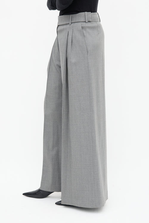  Grey Pleated Wide Leg Trouser