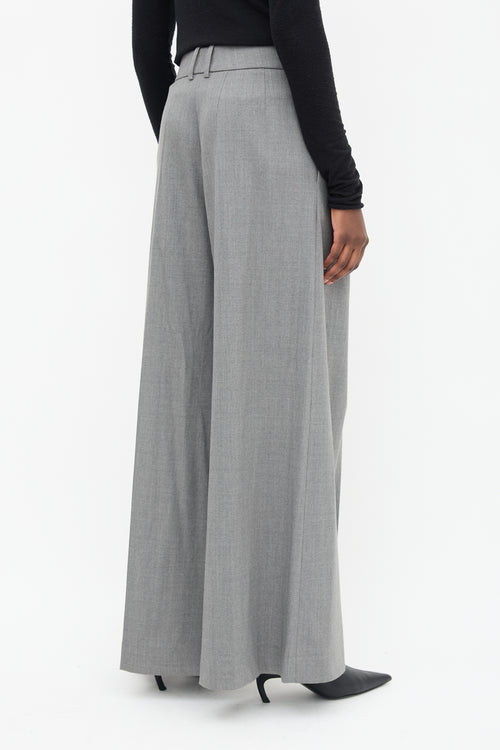  Grey Pleated Wide Leg Trouser