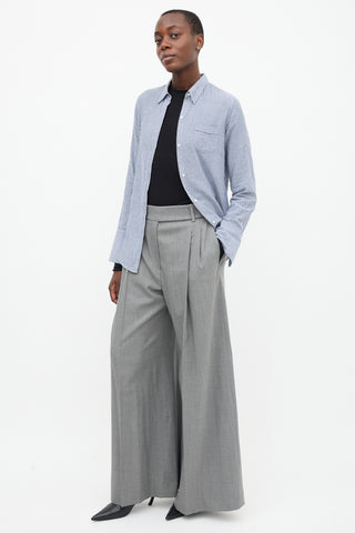 Alexandre Vauthier Grey Pleated Wide Leg Trouser