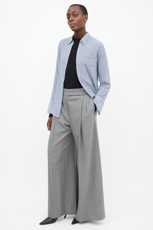 Alexandre Vauthier Grey Pleated Wide Leg Trouser