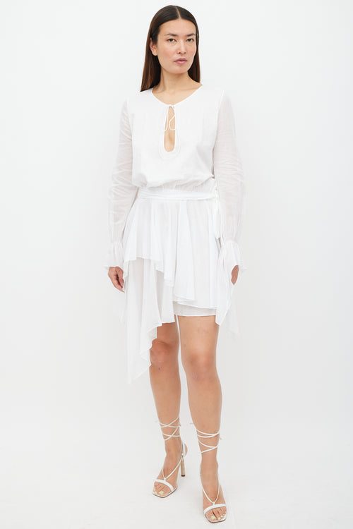 Alexandre Vauthier White Belted Ruffled Dress