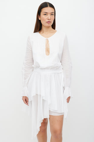 Alexandre Vauthier White Belted Ruffled Dress