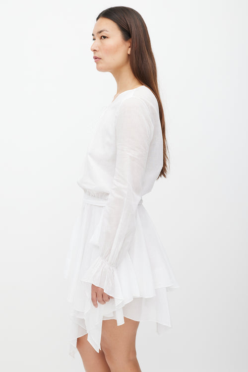 Alexandre Vauthier White Belted Ruffled Dress