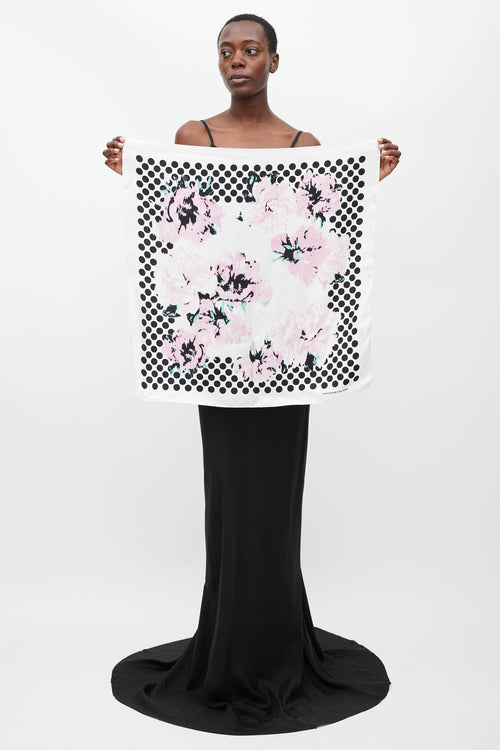 Alexandre Vauthier White 
Multicolour Floral Polka Dot Scarf