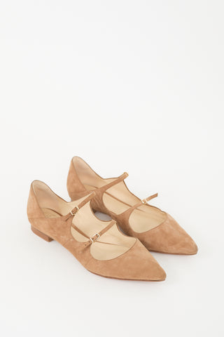 Alexandre Birman Brown Suede Double Buckle Flat