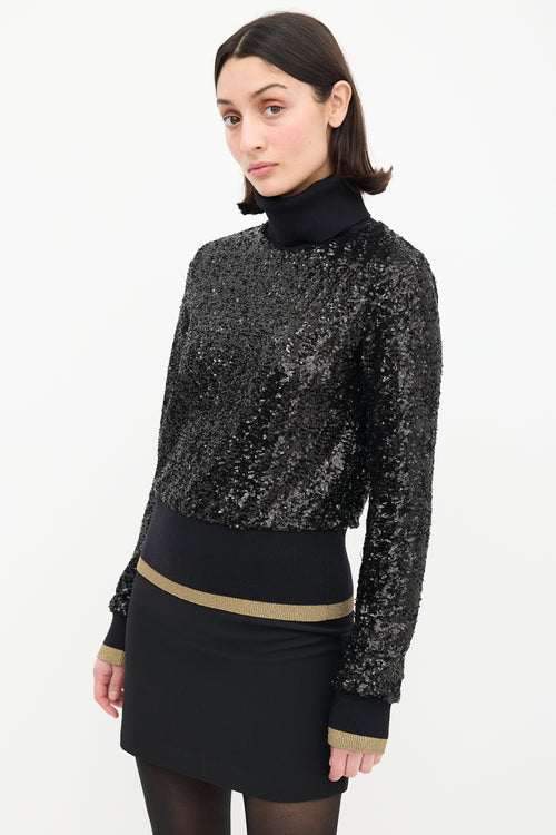 Alexis Black Wool 
Sequin Turtleneck Sweater