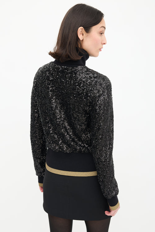 Alexis Black Wool 
Sequin Turtleneck Sweater